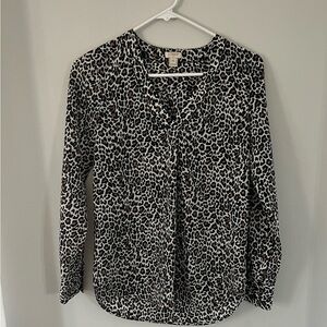 J. Crew women’s XXS Leopard Print Blouse - Black and White and brown